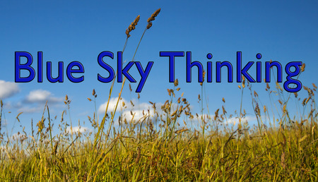 Blue Sky Thinking, concept for business invention, innovation, creativity and original thinking.の写真素材