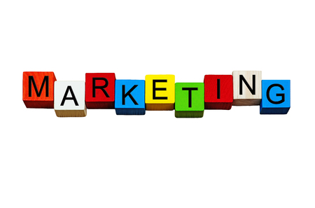 Marketing - business sign for marketing, sales and advertising - design in bold letters, isolated on white background.の写真素材