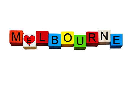 I Love Melbourne - Victoria, Australia - sign series for Australian cities, travel, vacations - Isolated on white background.の写真素材