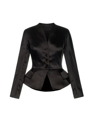 women's classic black jacket isolated on white backgroundの写真素材
