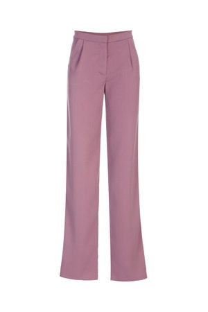 Pink women's classic pants isolated on white backgroundの写真素材