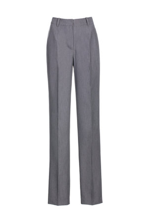 gray women's classic pants isolated on white backgroundの写真素材