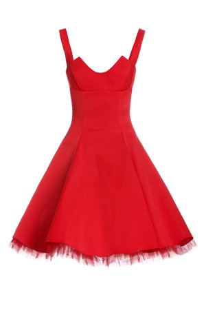 Beautiful red dress isolated on white background.の写真素材