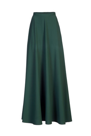 Green long skirt isolated on whiteの写真素材