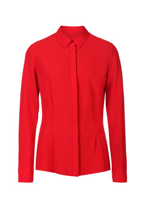 Women's red shirt isolated on white background.の写真素材
