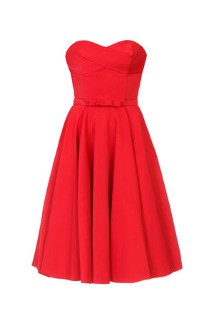 Beautiful red dress isolated on white background.の写真素材