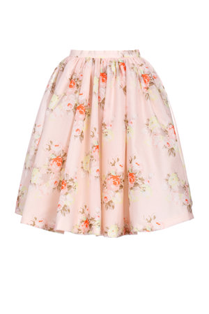 A vertical shot of the fashionable skirt with flowers isolated on a white backgroundの写真素材