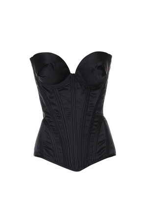 Black luxury women's corset isolated on white backgroundの写真素材