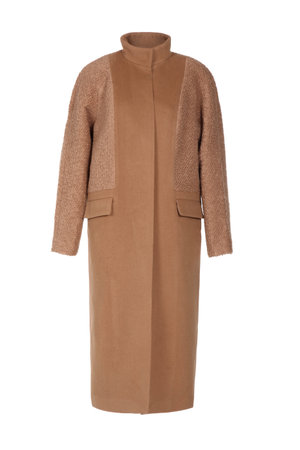 Women's autumn coat of classic style on a white backgroundの写真素材