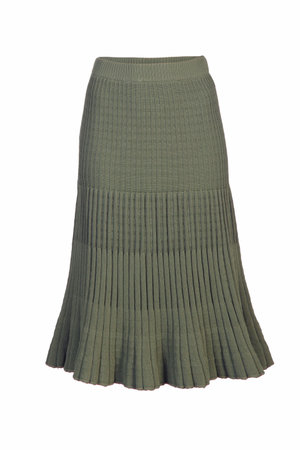 Women`s green knit skirt isolated on white backgroundの写真素材