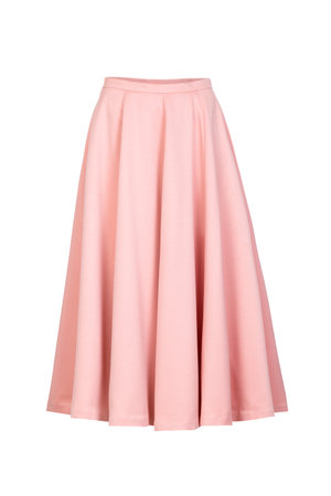 Pink classic midi skirt isolated on white backgroundの写真素材