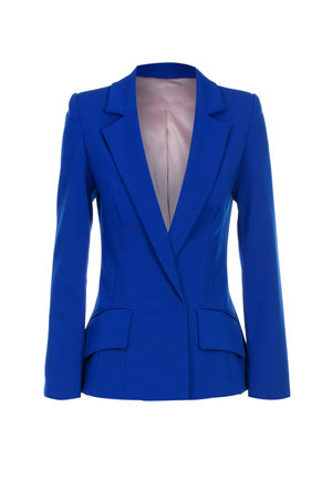 women's blue jacket on white backgroundの写真素材