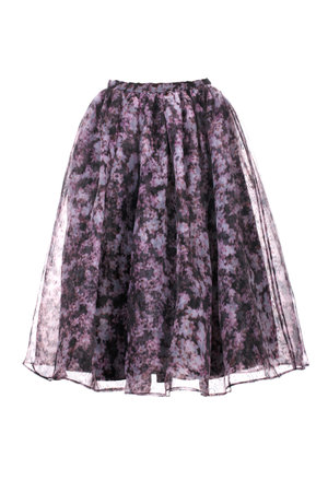 A vertical shot of the fashionable skirt with flowers isolated on a white backgroundの写真素材