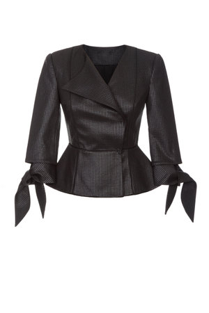women's classic black jacket isolated on white backgroundの写真素材