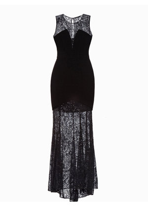 Fashionable evening black dress isolated on a white backgroundの写真素材