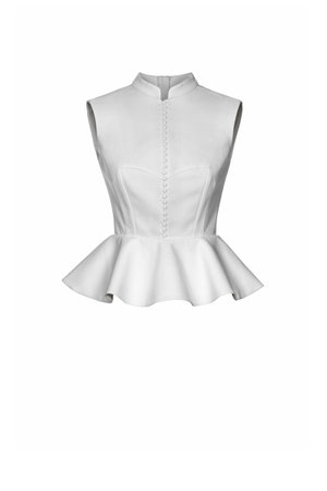 Women's white silk blouse on a white background. Studio shotの写真素材