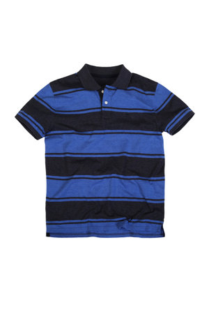 Men's striped t-shirt isolated on a white background.の写真素材