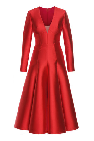 Beautiful red dress isolated on white background.の写真素材