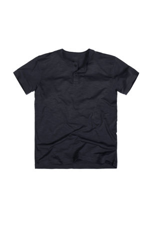 Black t-shirt, clothes on isolated white backgroundの写真素材