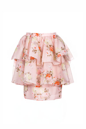 A vertical shot of the fashionable skirt with flowers isolated on a white backgroundの写真素材