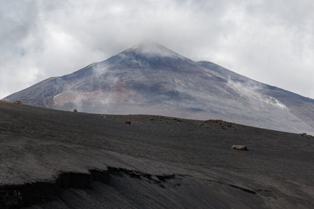 Landscape of Etna volcano, Sicily, Italy. Deserted martian-like surface. Beautiful Travel photography. High quality photoの写真素材