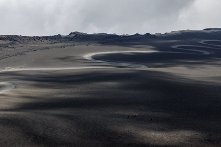 Landscape of Etna volcano, Sicily, Italy. Deserted martian-like surface.の写真素材