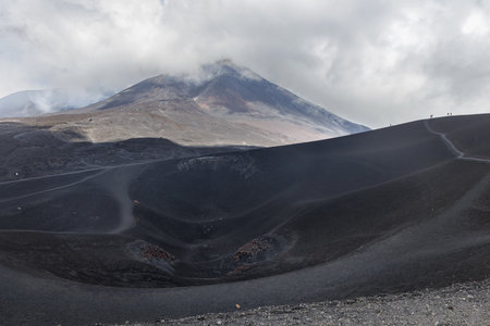 Landscape of Etna volcano, Sicily, Italy. Deserted martian-like surface.の写真素材