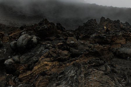 The texture of volcanic lava. Mount Etna. Sicilyの写真素材