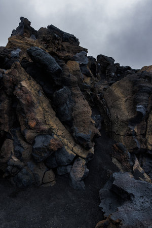 The texture of volcanic lava. Mount Etna. Sicilyの写真素材