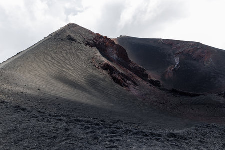 Landscape of Etna volcano, Sicily, Italy. Deserted martian-like surface.の写真素材