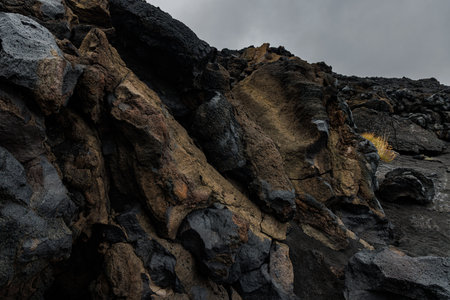 The texture of volcanic lava. Mount Etna. Sicilyの写真素材
