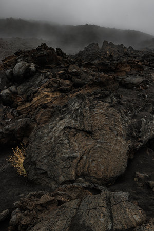 The texture of volcanic lava. Mount Etna. Sicilyの写真素材