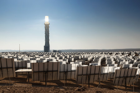 Ashalim Power Station. The solar power station is built in the Negev desert south of the city of...