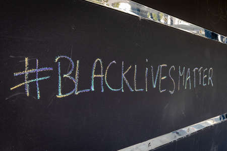 Colorful chalk or BlackLivesMatter sloganの写真素材