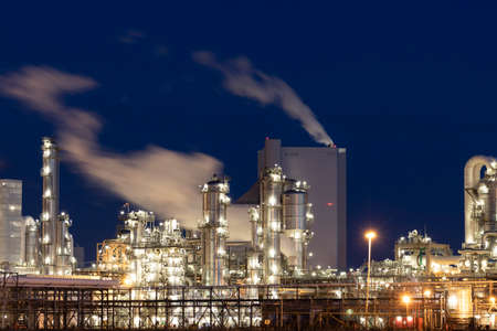 Heavy industry factory at night