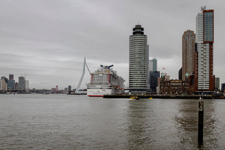 Rotterdam, Netherlands - 2020-12-22: Stern of Mardi Gras cruise ship or Carnival lines in city of Rotterdamのeditorial素材