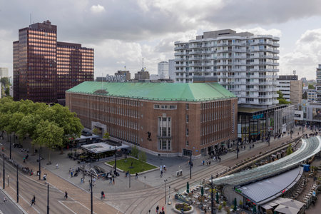 Rotterdam, the Netherlands - 2022-05-28: Forum Rotterdam in the shopping center of Rotterdam as seen from aboveのeditorial素材