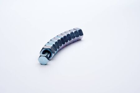 Chrome Bolts and Nuts, Isolated on White