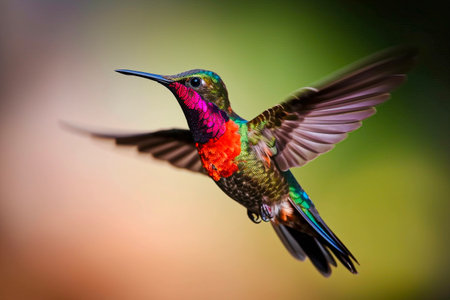 ai generated Ruby-throated Hummingbird (archilochus colubris) in flightの素材
