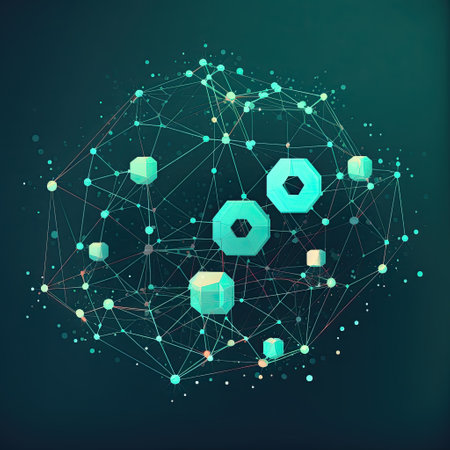 Abstract polygonal space low poly background with connecting dots and lines.の素材