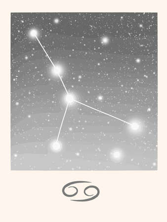 Cancer zodiac sign with star constellationのイラスト素材