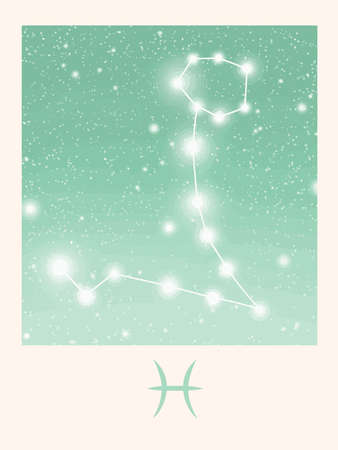 Pisces zodiac sign with star constellationのイラスト素材