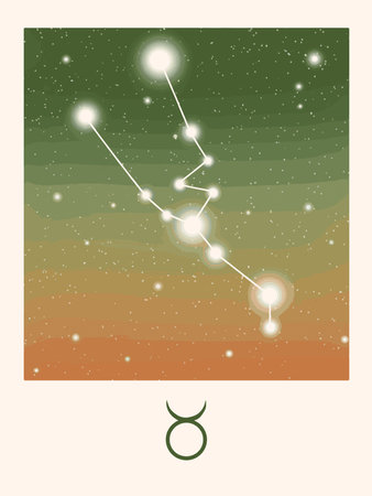Taurus zodiac sign with star constellationのイラスト素材