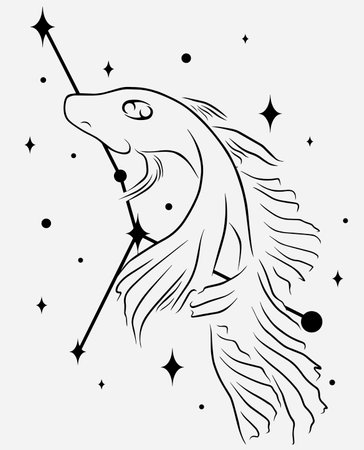 Cancer star constellation. Magical zodiac sign vector art. Simple black line illustrationのイラスト素材