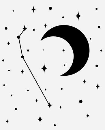 Aries star constellation. Magical zodiac sign vector art. Simple black line illustrationのイラスト素材