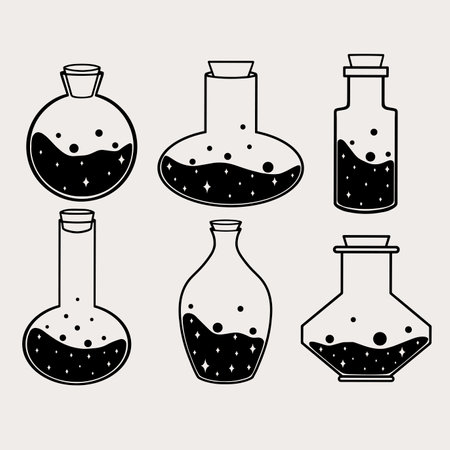 Witchy elements. Dark magic details, simple, magical, spiritual vector art.のイラスト素材