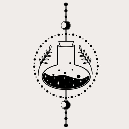 Witchy elements. Dark magic details, simple, magical, spiritual vector art.のイラスト素材