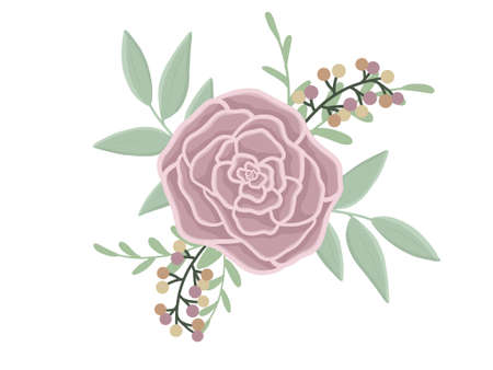 Bouquet of different roses. Fancy floral composition vector art. Cute colorful roses.のイラスト素材