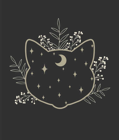 Dark art with magical elements and details. Magical, spiritual vector art work.のイラスト素材