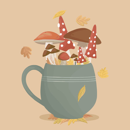 Autumn theme illustrations, cozy vector artのイラスト素材
